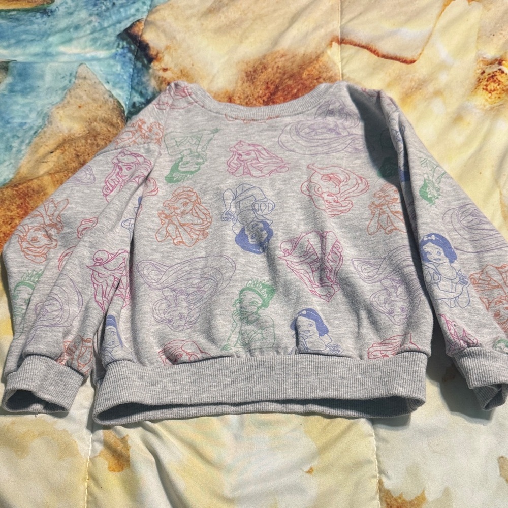 Disney Women's Gray Sweater with Multicolor Character Designs